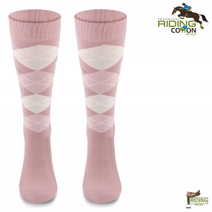 Wygodne bawełniane skarpety do jazdy konno w romby Comodo 80% bawełny 35-38