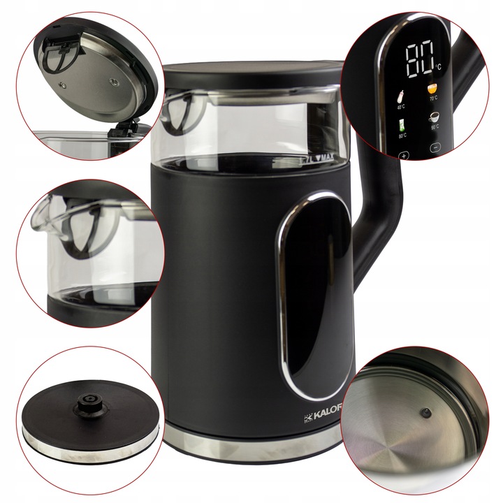 CZAJNIK ELEKTRYCZNY REGULACJA TEMPERATURY DIGITAL CZARNY 1,7L 2200W