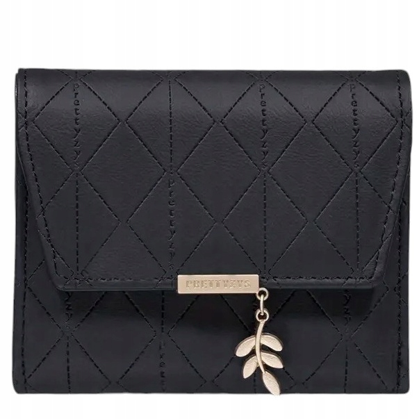 PORTFEL Damski CZARNY Mały Elegancki na Monety Karty Gotówkę Zdjęcie