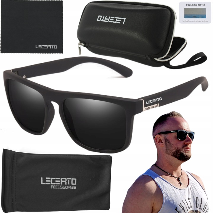 OKULARY PRZECIWSŁONECZNE POLARYZACYJNE UV400 DLA KIEROWCÓW ZESTAW LECERTO