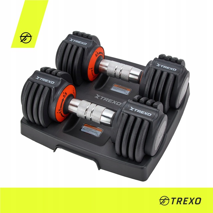 Zestaw hantli regulowanych TREXO 2 x 5,75 kg czarny 11,5 kg|