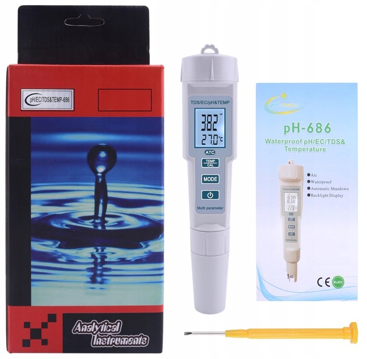 Miernik tester pH TDS EC Temp ATC 4w1 konduktometr