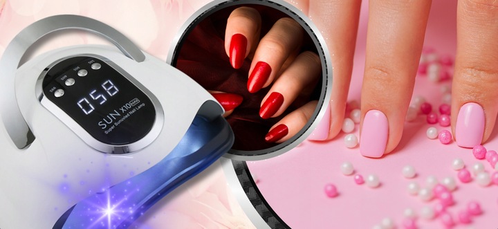 MOCNA LAMPA DO PAZNOKCI HYBRYD ŻELI UV LED SUN X10 MAX LCD Z RĄCZKĄ