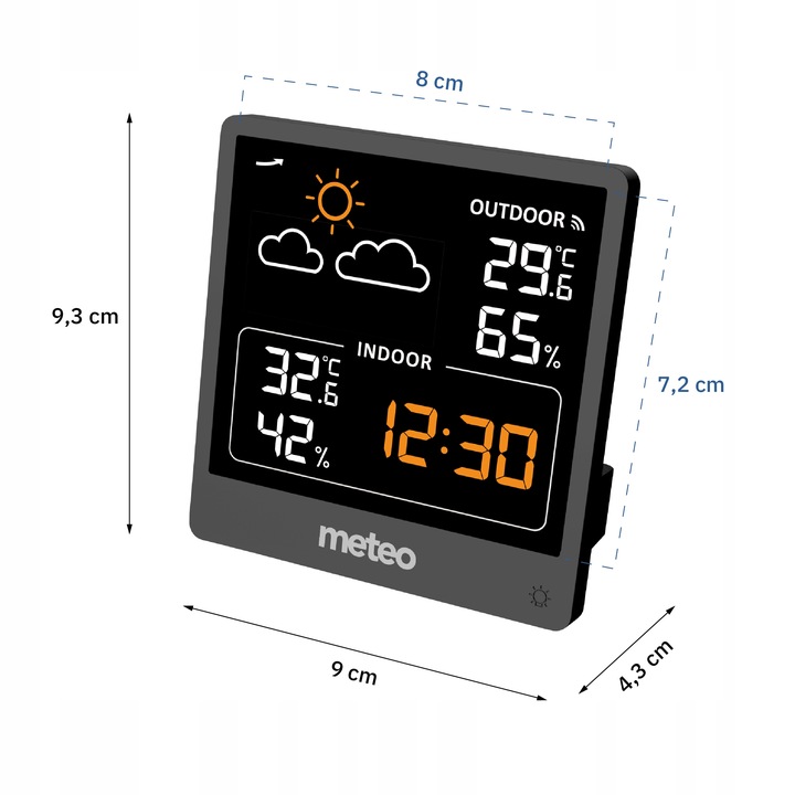 STACJA POGODOWA METEO SP200 Z POGODYNKA EKRAN LCD CZUJNIK
