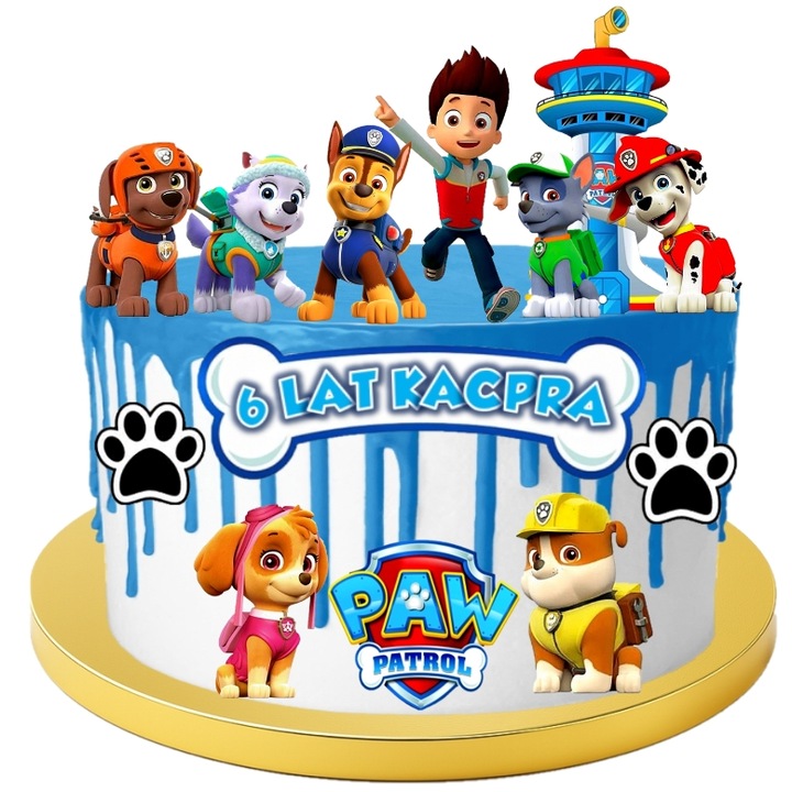 OPŁATEK NA TORT Z CUKRU WYDRUK PSI PATROL SKYE CHASE CUKROWA DEKORACJA