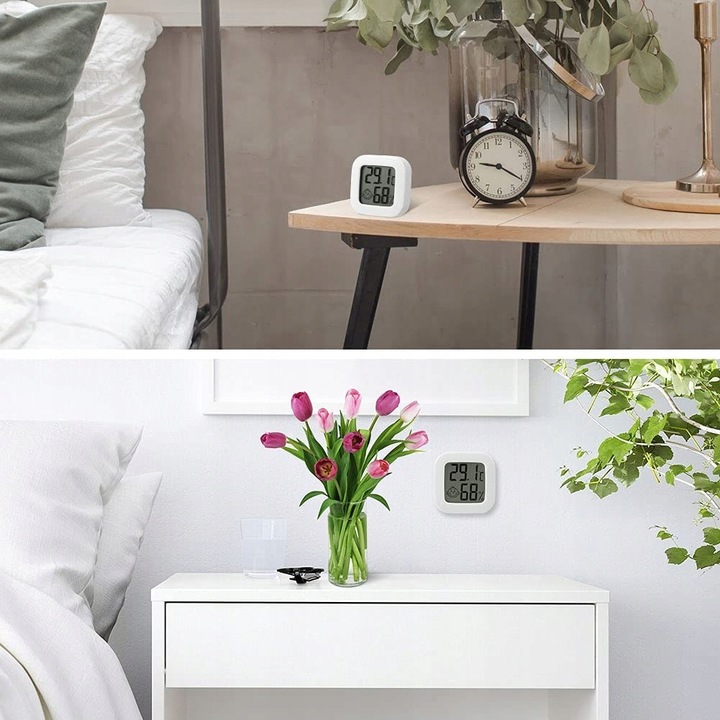 TERMOMETR CYFROWY ELEKTRONICZNA STACJA POGODY HIGROMETR POKOJOWY 4