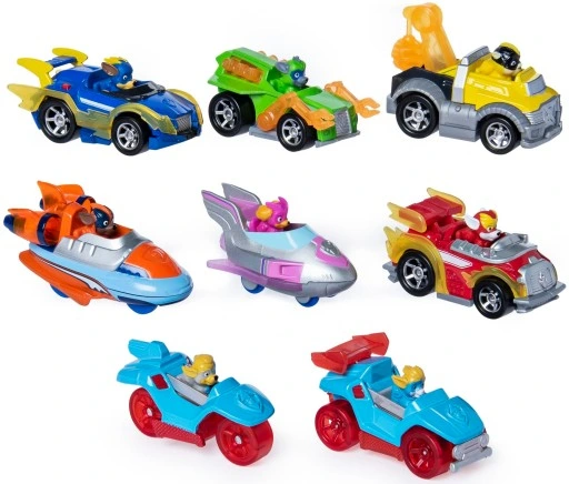 PSI PATROL MIGHTY PUPS 8 POJAZDÓW METALOWYCH PREZENT DLA DZIECKA NA ŚWIĘTA