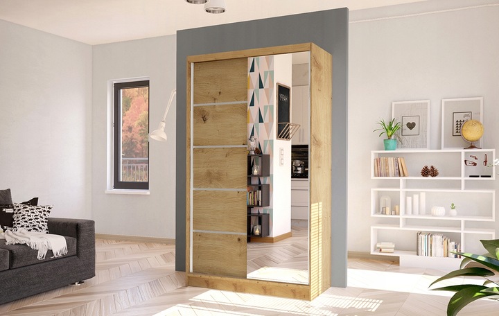 SZAFA PRZESUWNA DIEGO III z lustrem 100cm - pojemna GARDEROBA