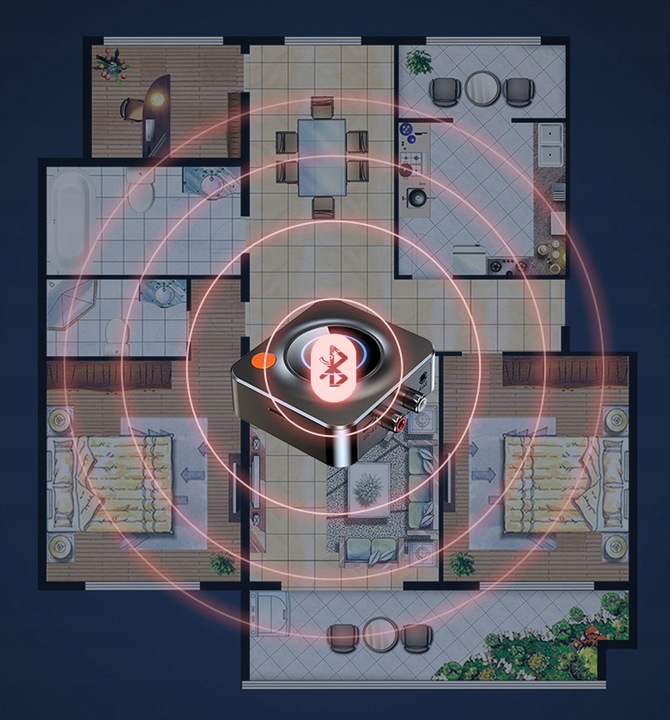 TRANSMITER ODBIORNIK BLUETOOTH ADAPTER DO WIEŻY 5.3 NFC RCA AUX SD