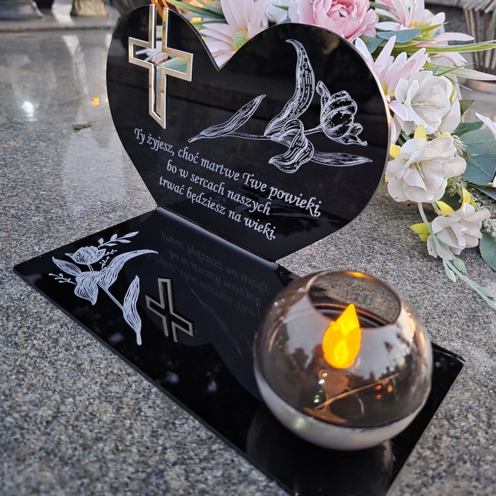 SOLARNY ZNICZ Led Statuetka NA CMENTARZ GRÓB DUŻA Lampka Led z Grawerem