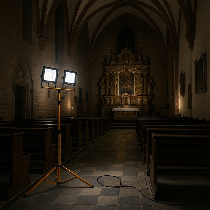 Halogen LED Statyw Budowlany Naświetlacz 2X 60W Zestaw Stojak RIWALL