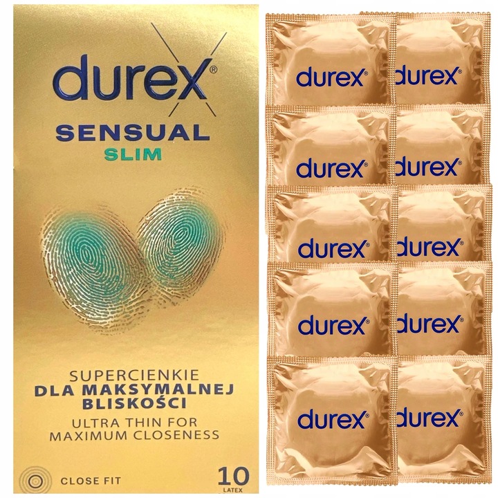 Prezerwatywy Durex Sensual Slim Dopasowane Super Cienkie Nawilżane 10