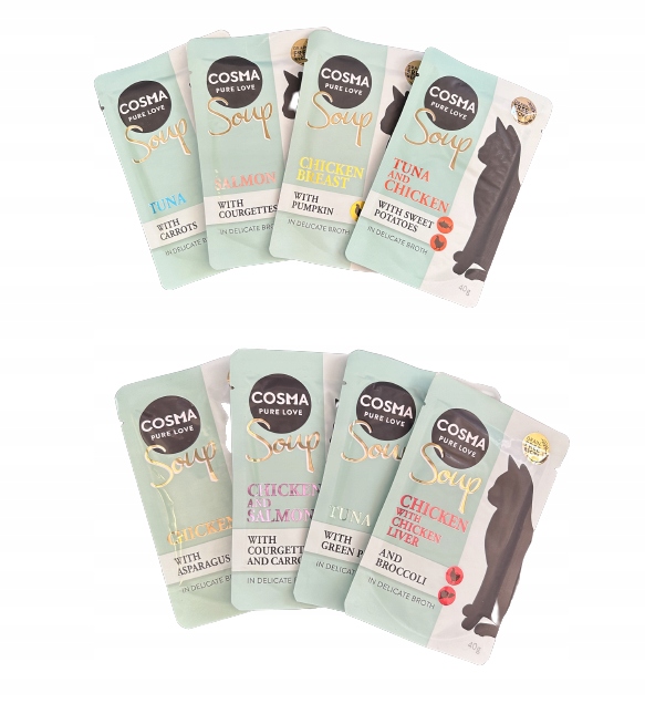 Mokra karma dla kota Cosma soup 12 x 40 g mix smaków 0,48 kg