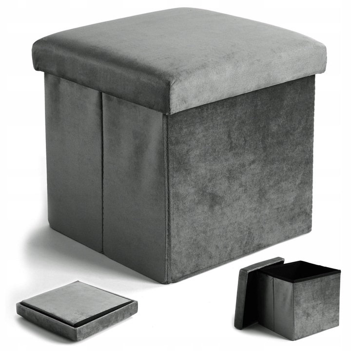 PUFA WELUROWA SKRZYNIA POJEMNIK OTWIERANA SKŁADANA ZE SCHOWKIEM