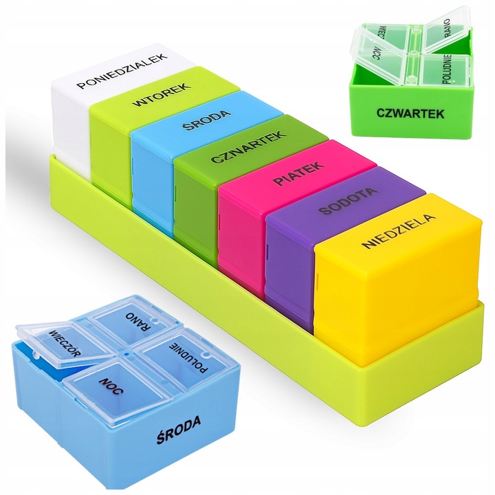 Organizer na leki Tygodniowy Kasetka Pojemnik kasetka na tabletki 7/4 DA402