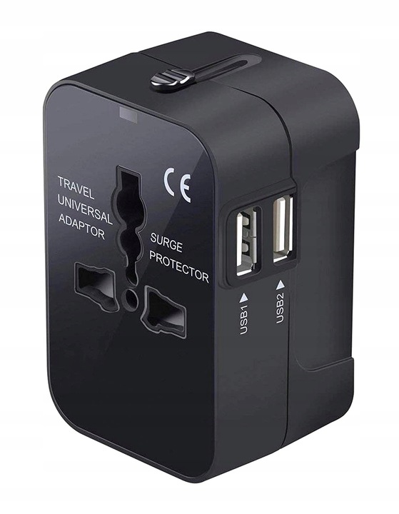 Uniwersalny Adapter Zasilania Przejściówka PL Na Cały Świat z 2x USB