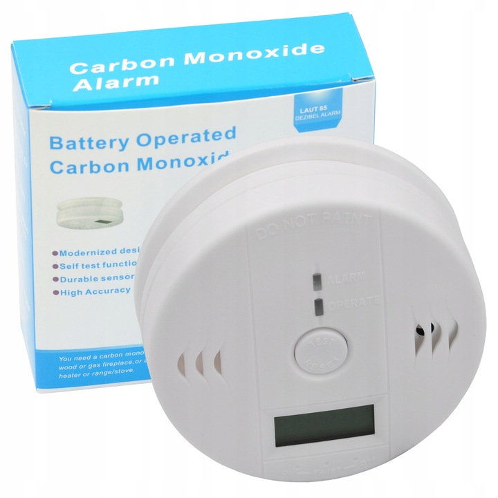 CZUJNIK CZADU TLENKU WĘGLA CO DETEKTOR WYKRYWACZ Z ALARMEM LCD CZUŁY