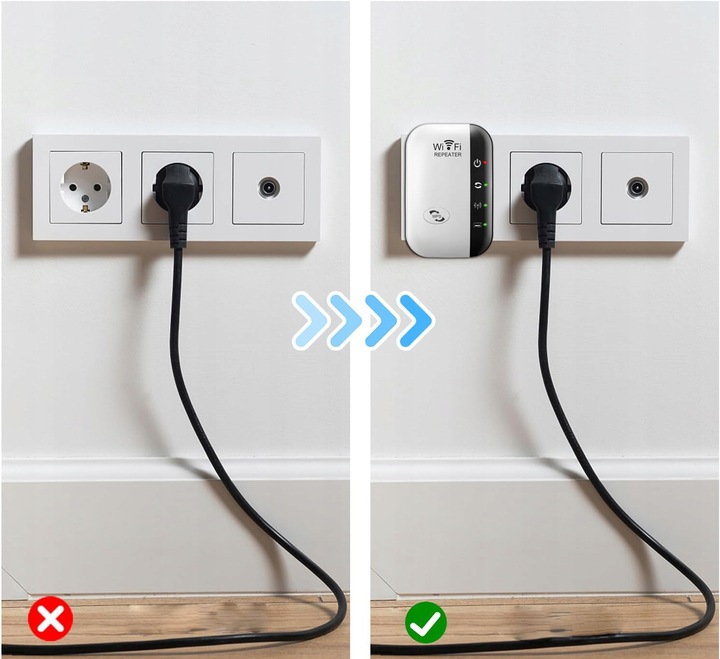Wzmacniacz sygnału Wi-FI Mocny Repeater Access Point Router 300 Mb/s 2.4GHz