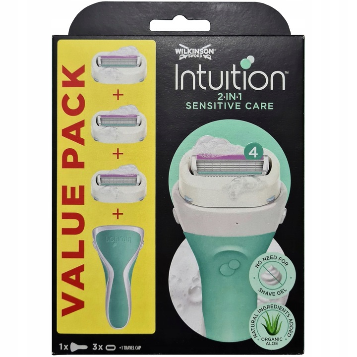 Zestaw WILKINSON Intuition Sensitive Care 3x Wkłady + Rączka