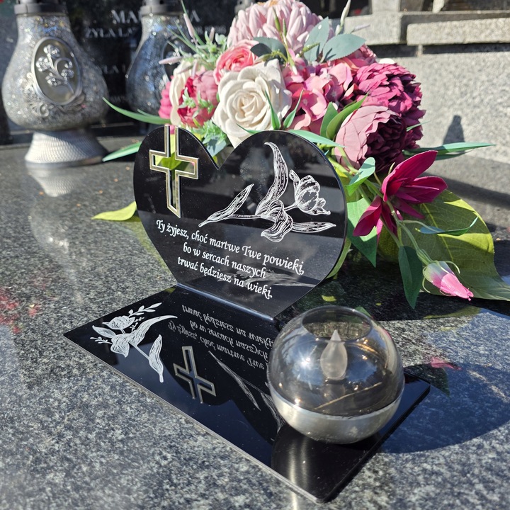 SOLARNY ZNICZ Led Statuetka NA CMENTARZ GRÓB DUŻA Lampka Led z Grawerem