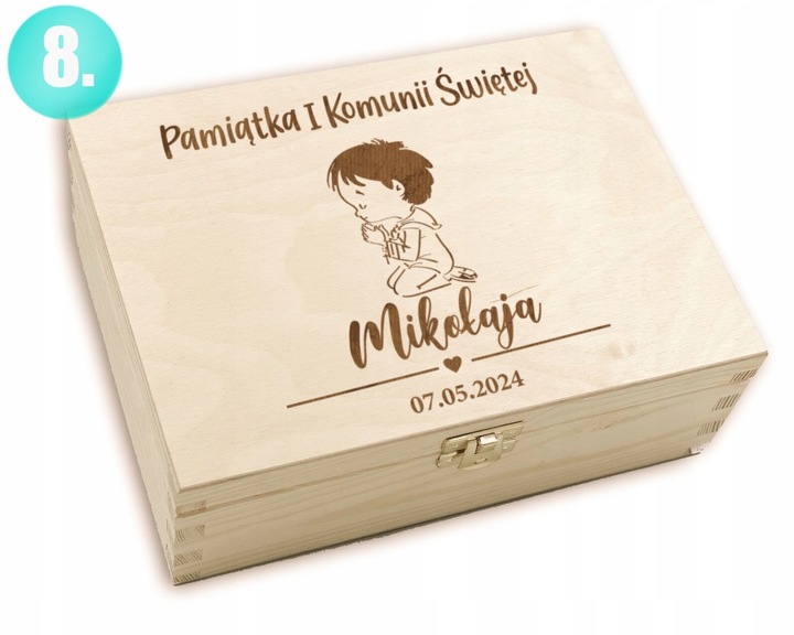 Prezent na KOMUNIE ŚWIĘTĄ pamiątka PUDEŁKO +GRAWER