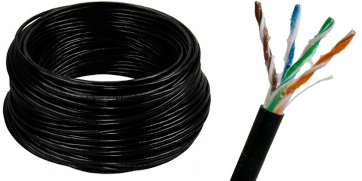 KABEL PRZEWÓD UTP zewnętrzny ŻELOWANY RJ45 skrętka 100m ZIEMNA