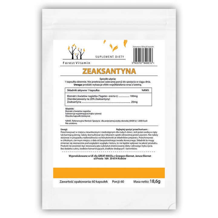 FOREST ZEAKSANTYNA 100mg MOCNA ZDROWY WZROK OCZY