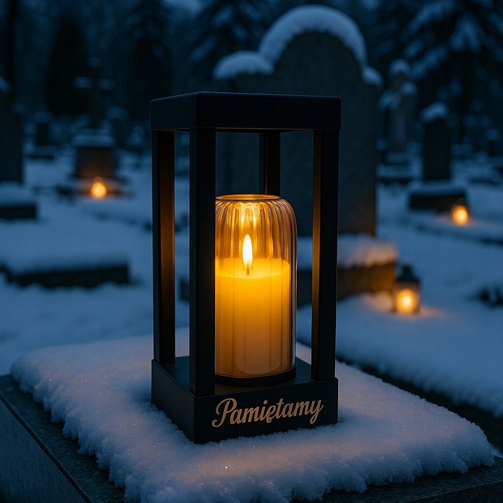 Solarny znicz LED STATUETKA NA CMENTARZ GRÓB DUŻA wieczna lampka na baterie