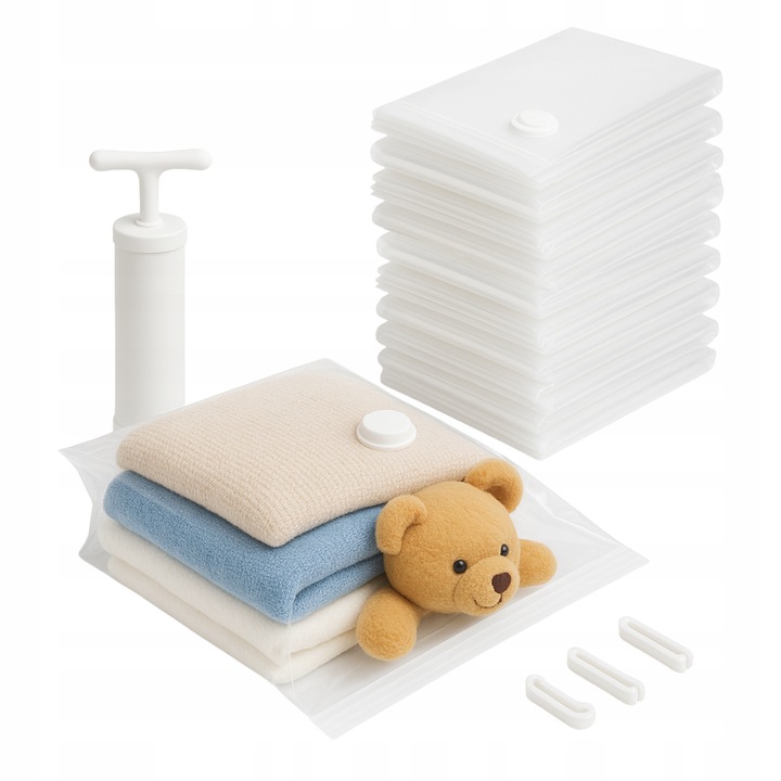 Worki Próżniowe Zestaw Rożne rozmiary 12 szt Pompka GRATIS