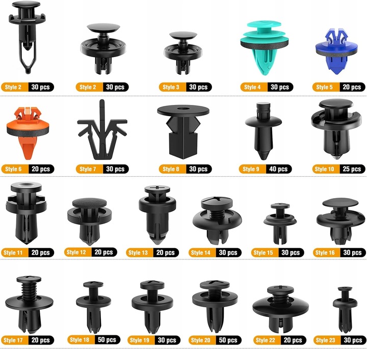 ZESTAW UNIWERSALNYCH SPINEK SAMOCHODOWYCH 635 SZT