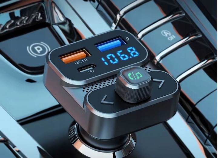 TRANSMITER FM BLUETOOTH 5.3 DRMZ SZYBKA ŁADOWARKA QC3.0 PD 36W USB