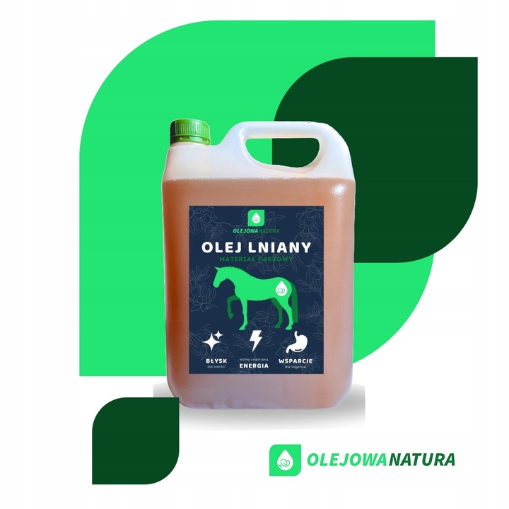 OLEJ LNIANY DLA KONI 5L PASZA DLA ZWIERZĄT + STRZYKAWKA