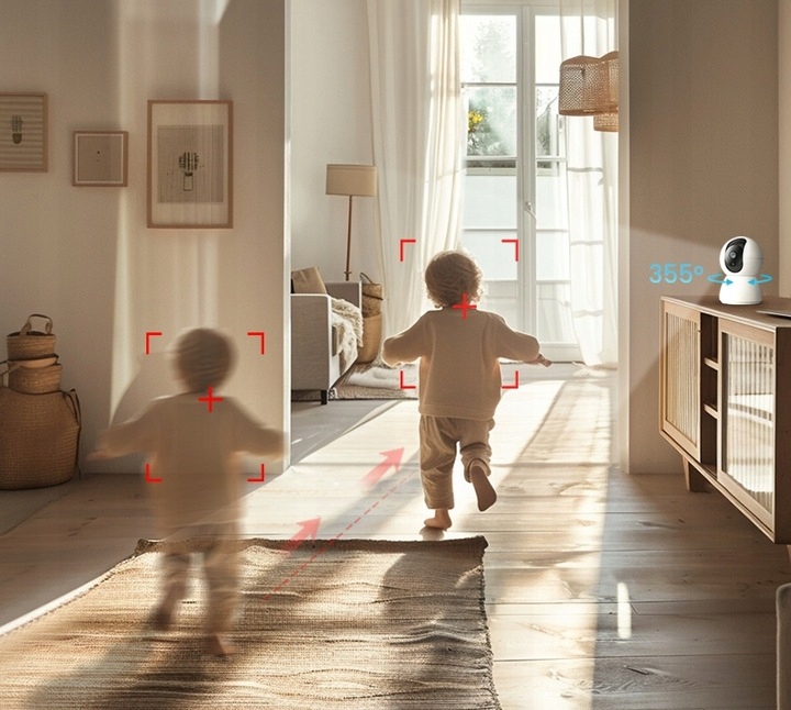 OBROTOWA ELEKTRONICZNA NIANIA BEZPRZEWODOWA KAMERA WIFI WEWNĘTRZNA UHD 3MP