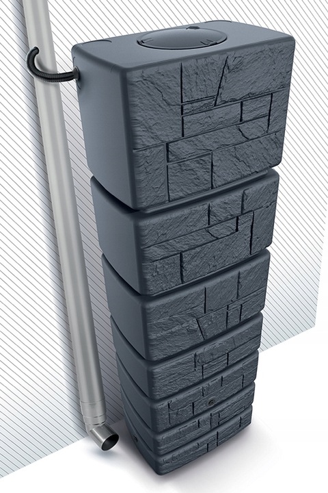 500 ZBIORNIK na DESZCZÓWKĘ POJEMNIK BECZKA WODĘ Antracyt Kamień + ZBIERACZ