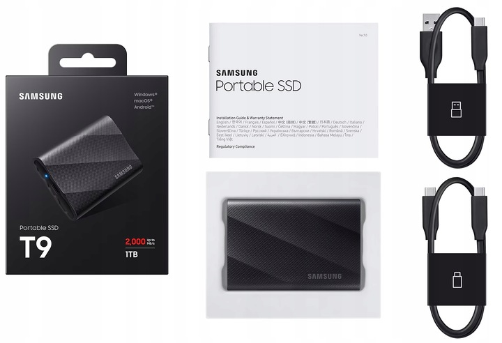 Dysk SSD Samsung T9 1TB USB 3.2 Czarny 1000GB MU-PG1T0B/EU