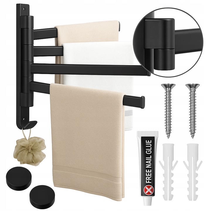 WIESZAK ŁAZIENKOWY NA RĘCZNIKI HACZYK UCHWYT ŚCIENNY METALOWY DO