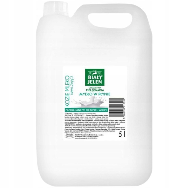 BIAŁY JELEŃ MYDŁO W PŁYNIE Z EKSTRAKTEM Z KOZIEGO MLEKA ZAPAS (5 L)