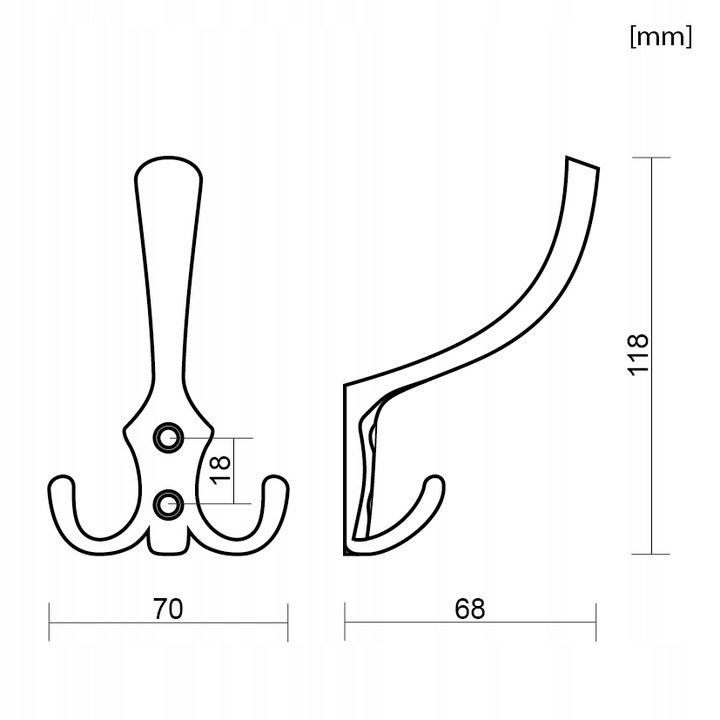 3x WIESZAK NA UBRANIA WIESZAK MEBLOWY CHROM MATOWY HACZYK ŚCIENNY