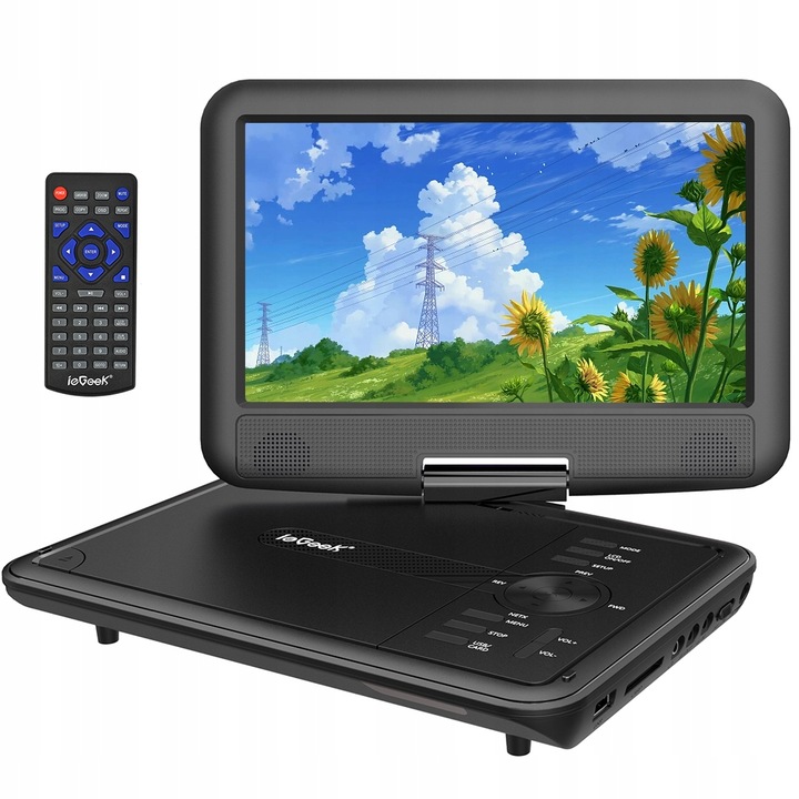 PRZENOŚNY SAMOCHODOWY ODTWARZACZ DVD 9'' LCD CZARNE 2000mAh Baterią