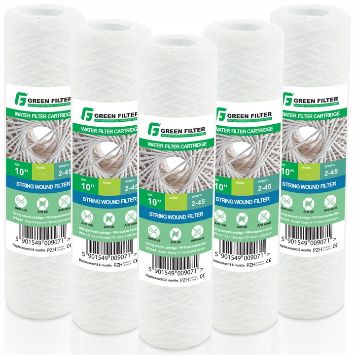FILTR DO WODY WKŁAD 10' SZNURKOWY 20 MIKRON USUWA OSADY 5 SZTUK