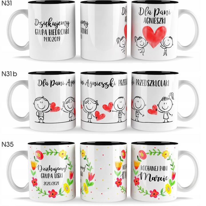 prezent dzień NAUCZYCIELA PRZEDSZKOLANKI WYCHOWAWCY kubek z imionami