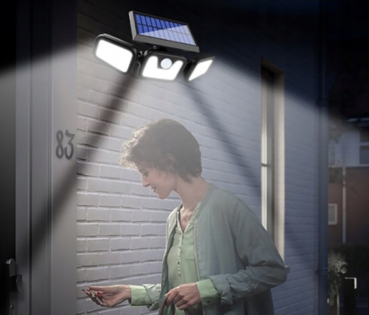 MOCNA LAMPA SOLARNA 171 LED 3w1 CZUJNIK RUCHU ZMIERZCHU OSOBNY PANEL PILOT