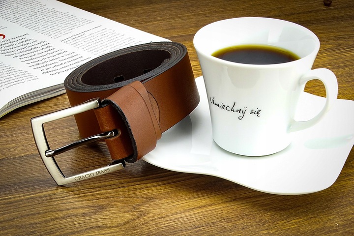 PASEK męski Gracio BRĄZ SZEROKI do spodni JEANS