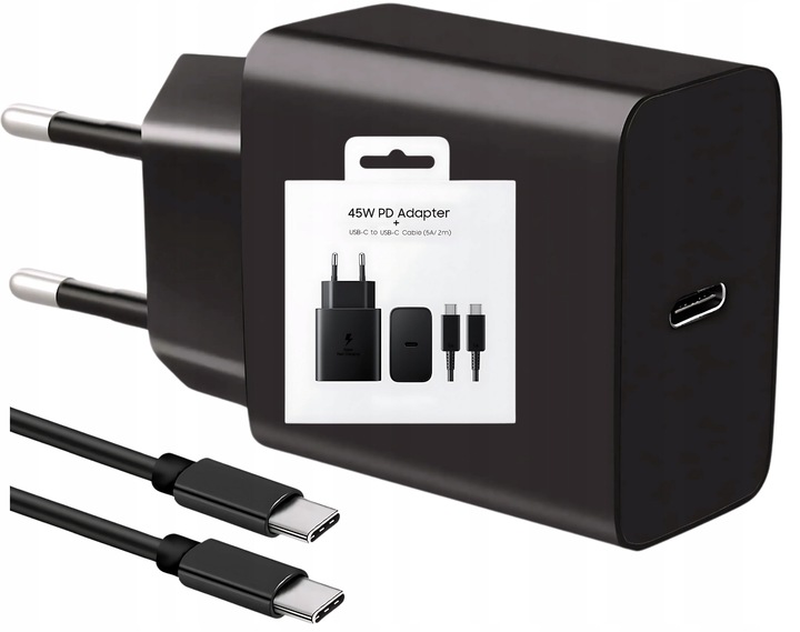 Szybka ładowarka PD 45W do Samsung itp z kablem USB-C 2m Szybkie ładowanie