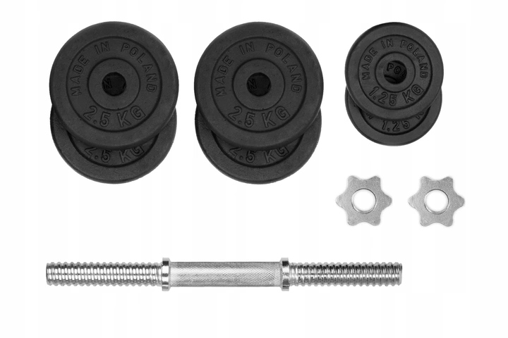 HANTLA ŻELIWNA 1x15kg hantel 15kg gryf obciążenie