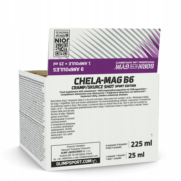OLIMP CHELA-MAG B6 SKURCZ SHOT 9x25ml MAGNEZ POTAS WITAMINA B6