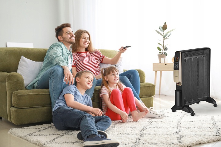 GRZEJNIK ELEKTRYCZNY NA PODCZERWIEŃ TERMOSTAT TIMER PILOT Czarny 2000W