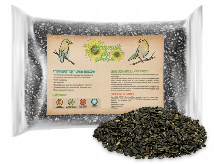 CZARNY SŁONECZNIK ZIARNO POKARM DLA PTAKÓW 5KG ZDROWY I POŻYWNY NA ZIMĘ
