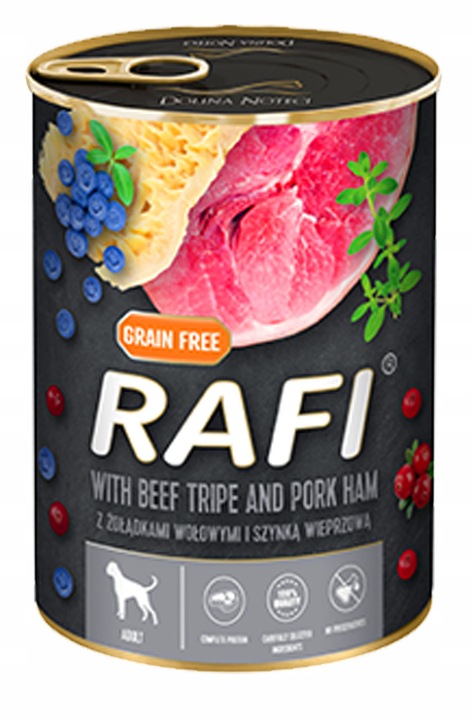 RAFI BEZ ZBÓŻ mokra karma PUSZKI DOLINA NOTECI MIX SMAKÓW DLA PSA