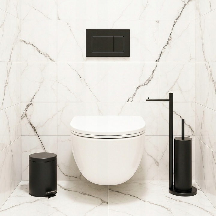 Kosz na śmieci Z PEDAŁEM OTWIERANIA do łazienki toalety WC czarny mat 3l